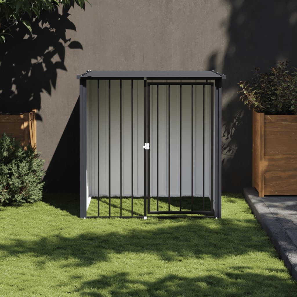 Hundehütte Mit Dach Schwarz 110X103X109 Cm Verzinkter Stahl Rosa