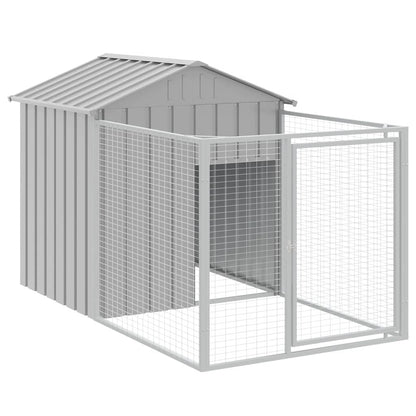 Hundehütte Mit Auslauf 117X201X123 Cm Verzinkter Stahl