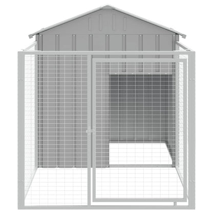 Hundehütte Mit Auslauf 117X201X123 Cm Verzinkter Stahl
