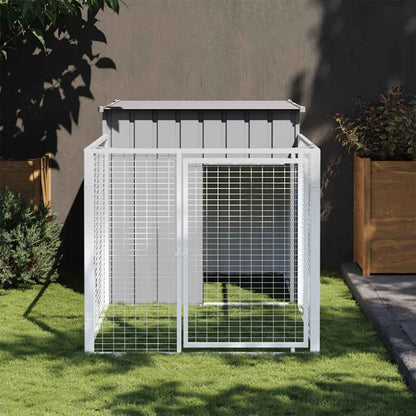 Hundehütte Mit Auslauf 110 X 201 X 110 Cm Verzinkter Stahl