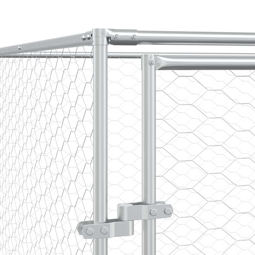 Outdoor-Hundezwinger Silbern Verzinkter Stahl