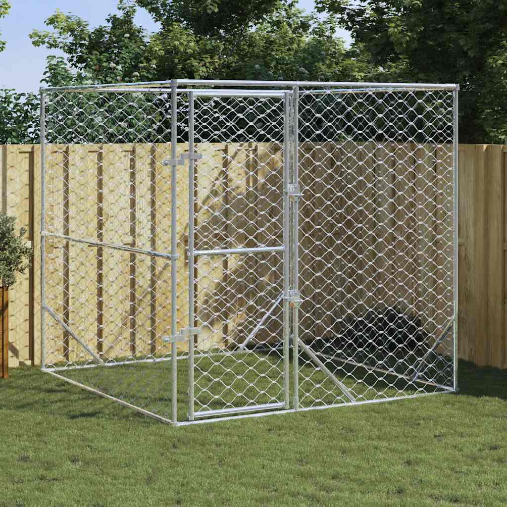 Outdoor-Hundezwinger Silbern Verzinkter Stahl