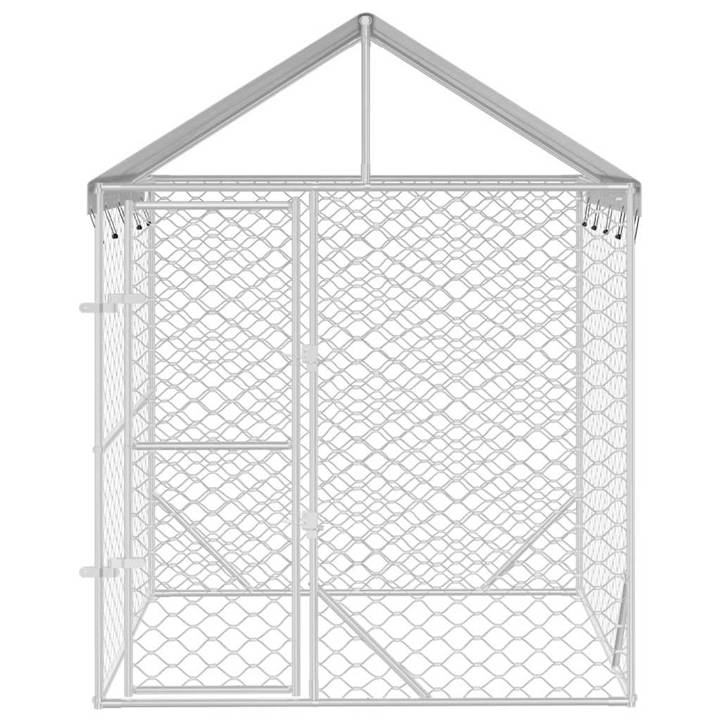 Outdoor-Hundezwinger Mit Dach Silber 2X2X2,5 M Verzinkter Stahl