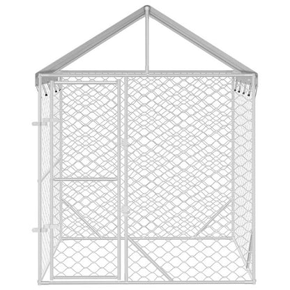 Outdoor-Hundezwinger Mit Dach Silber 2X2X2,5 M Verzinkter Stahl