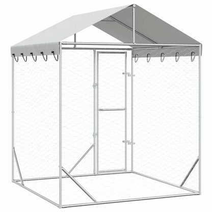 Outdoor-Hundezwinger Mit Dach Silber 2X2X2,5 M Verzinkter Stahl