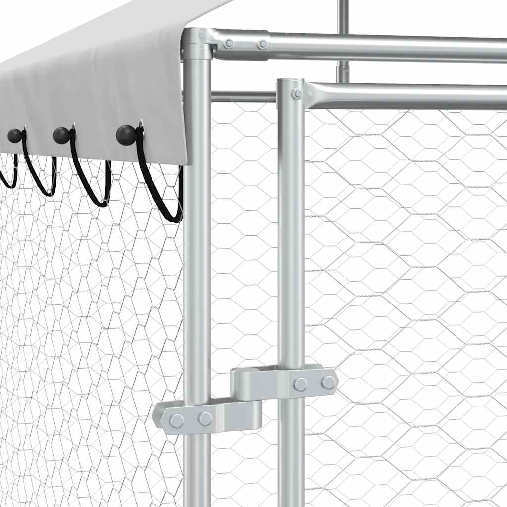 Outdoor-Hundezwinger Mit Dach Silber 2X2X2,5 M Verzinkter Stahl