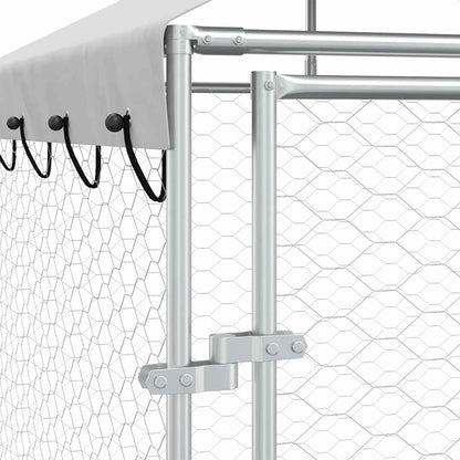 Outdoor-Hundezwinger Mit Dach Silber 2X2X2,5 M Verzinkter Stahl