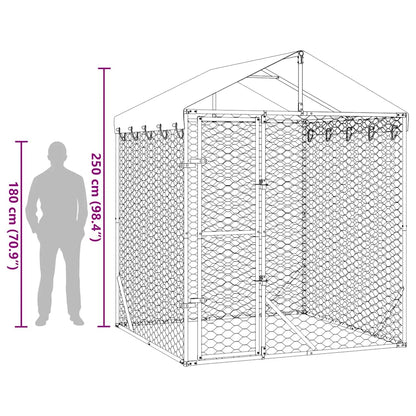 Outdoor-Hundezwinger Mit Dach Silber 2X2X2,5 M Verzinkter Stahl