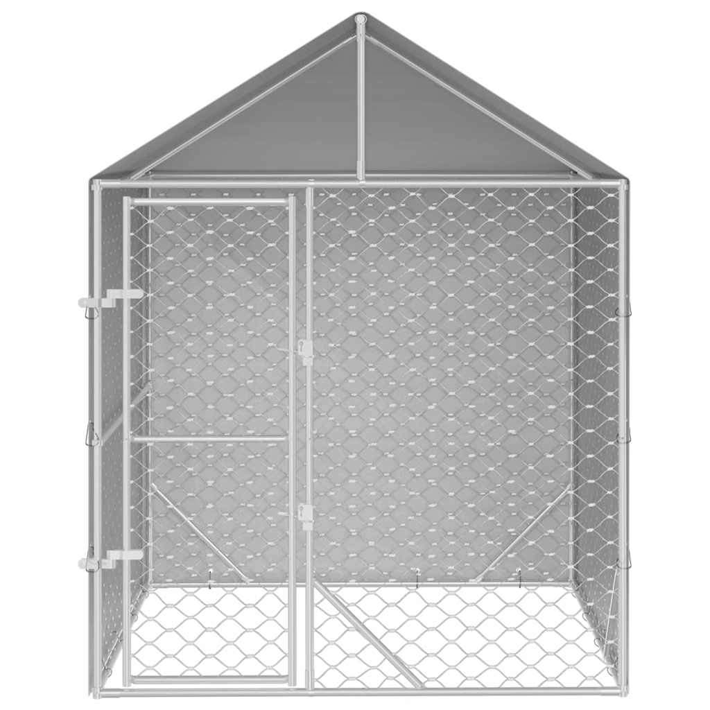 Outdoor-Hundezwinger Mit Dach Silber 2X2X2,5 M Verzinkter Stahl