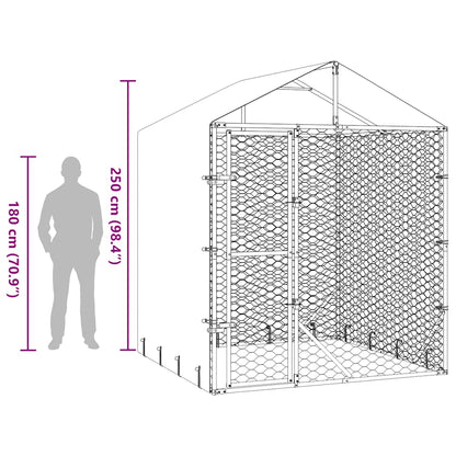Outdoor-Hundezwinger Mit Dach Silber 2X2X2,5 M Verzinkter Stahl