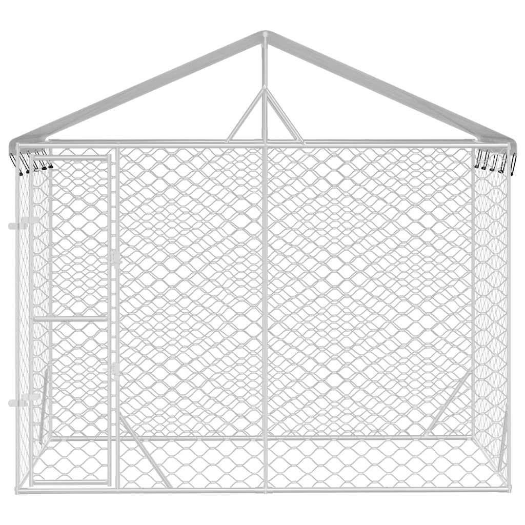 Outdoor-Hundezwinger Mit Dach Silber 3X1,5X2,5M Stahl Verzinkt