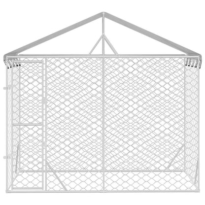 Outdoor-Hundezwinger Mit Dach Silber 3X1,5X2,5M Stahl Verzinkt