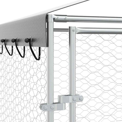 Outdoor-Hundezwinger Mit Dach Silber 3X1,5X2,5M Stahl Verzinkt