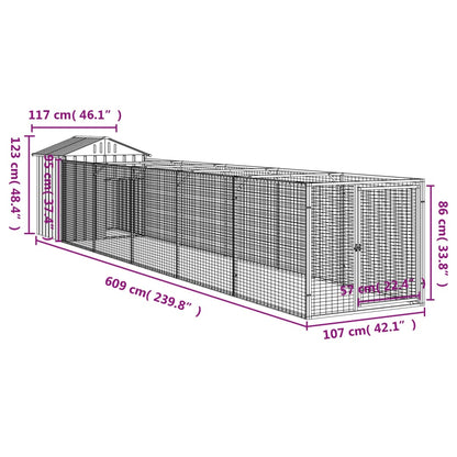 Hundehütte Mit Dach 117X609X123 Cm Verzinkter Stahl
