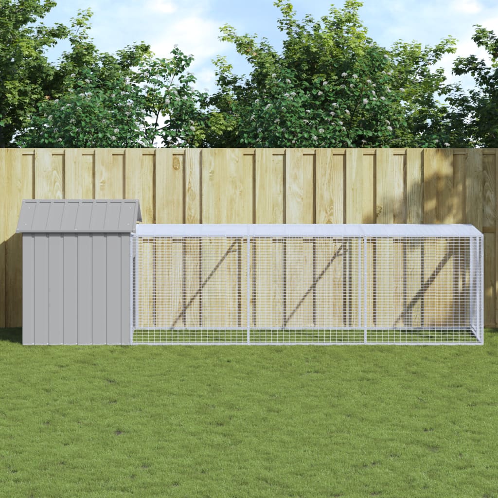 Hühnerkäfig Mit Auslauf 117X405X123 Cm Stahl Verzinkt