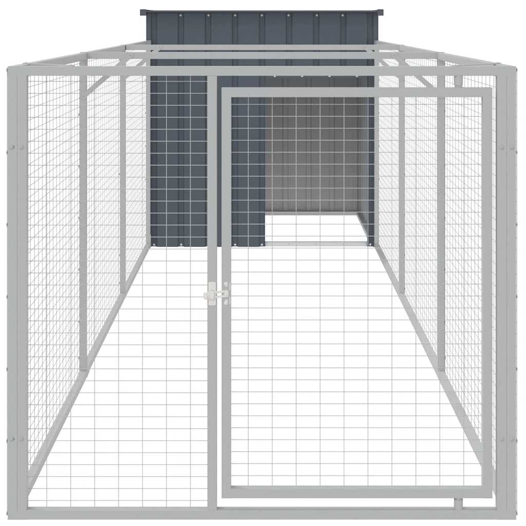 Hundehütte Mit Auslauf 110X405X110Cm Verzinkter Stahl