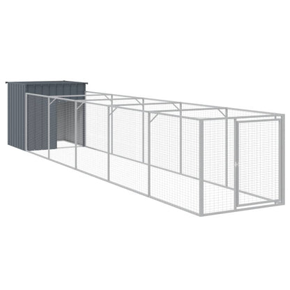 Hundehütte Mit Auslauf 110X609X110Cm Verzinkter Stahl