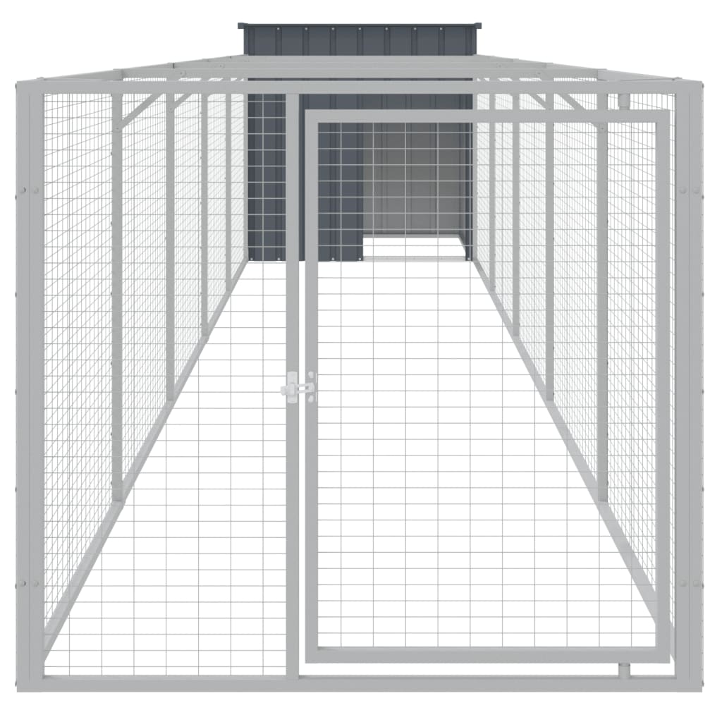 Hundehütte Mit Auslauf 110X609X110Cm Verzinkter Stahl