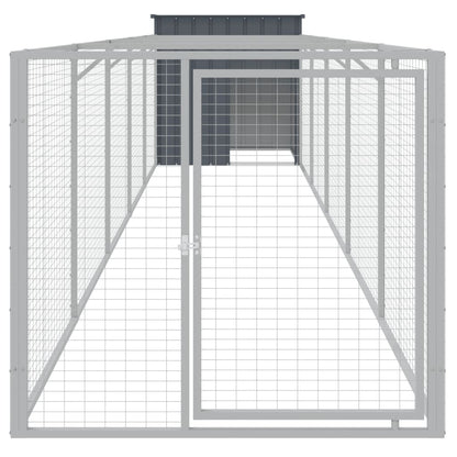 Hundehütte Mit Auslauf 110X609X110Cm Verzinkter Stahl
