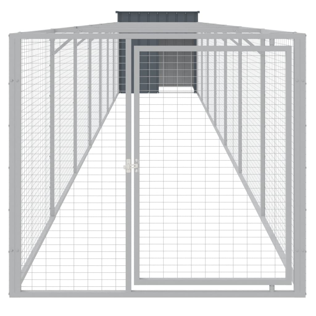 Hundehütte Mit Auslauf 110X813X110Cm Verzinkter Stahl