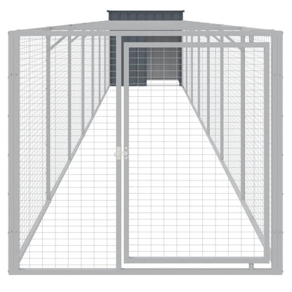 Hundehütte Mit Auslauf 110X813X110Cm Verzinkter Stahl