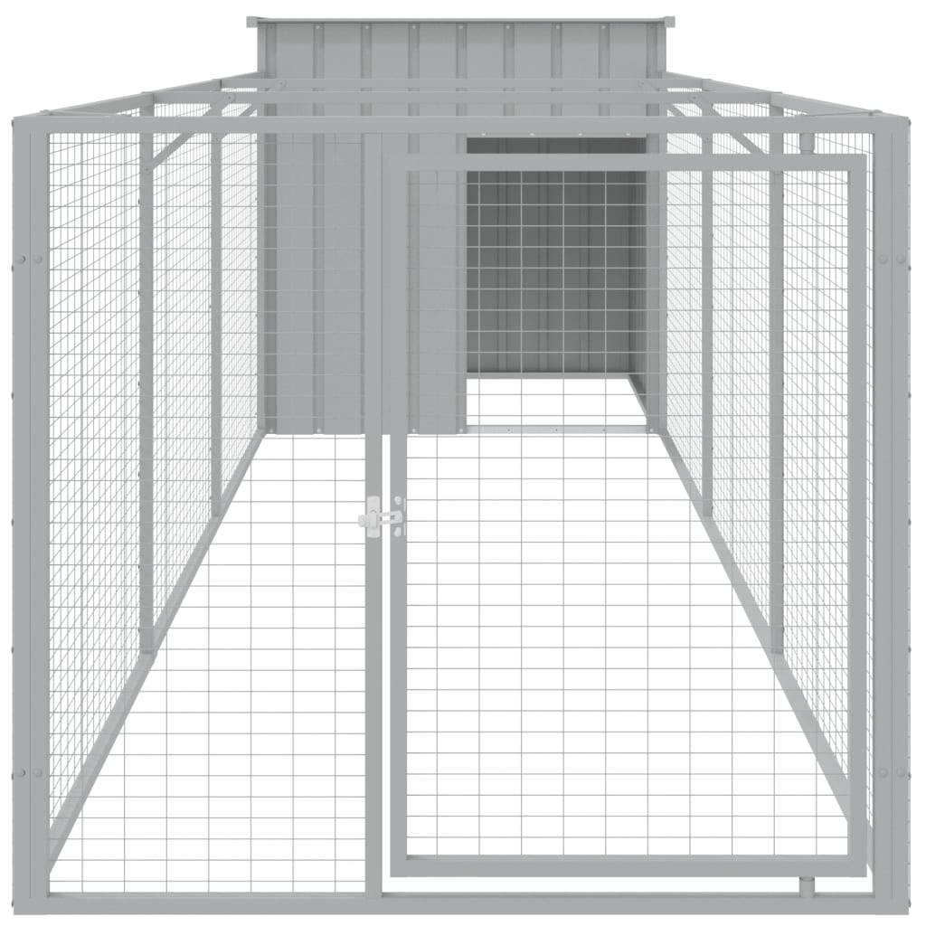 Hundehütte Mit Auslauf 110X405X110 Cm Verzinkter Stahl