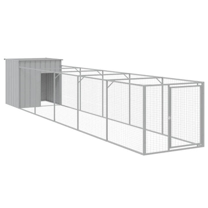 Hundehütte Mit Auslauf 110X609X110 Cm Verzinkter Stahl