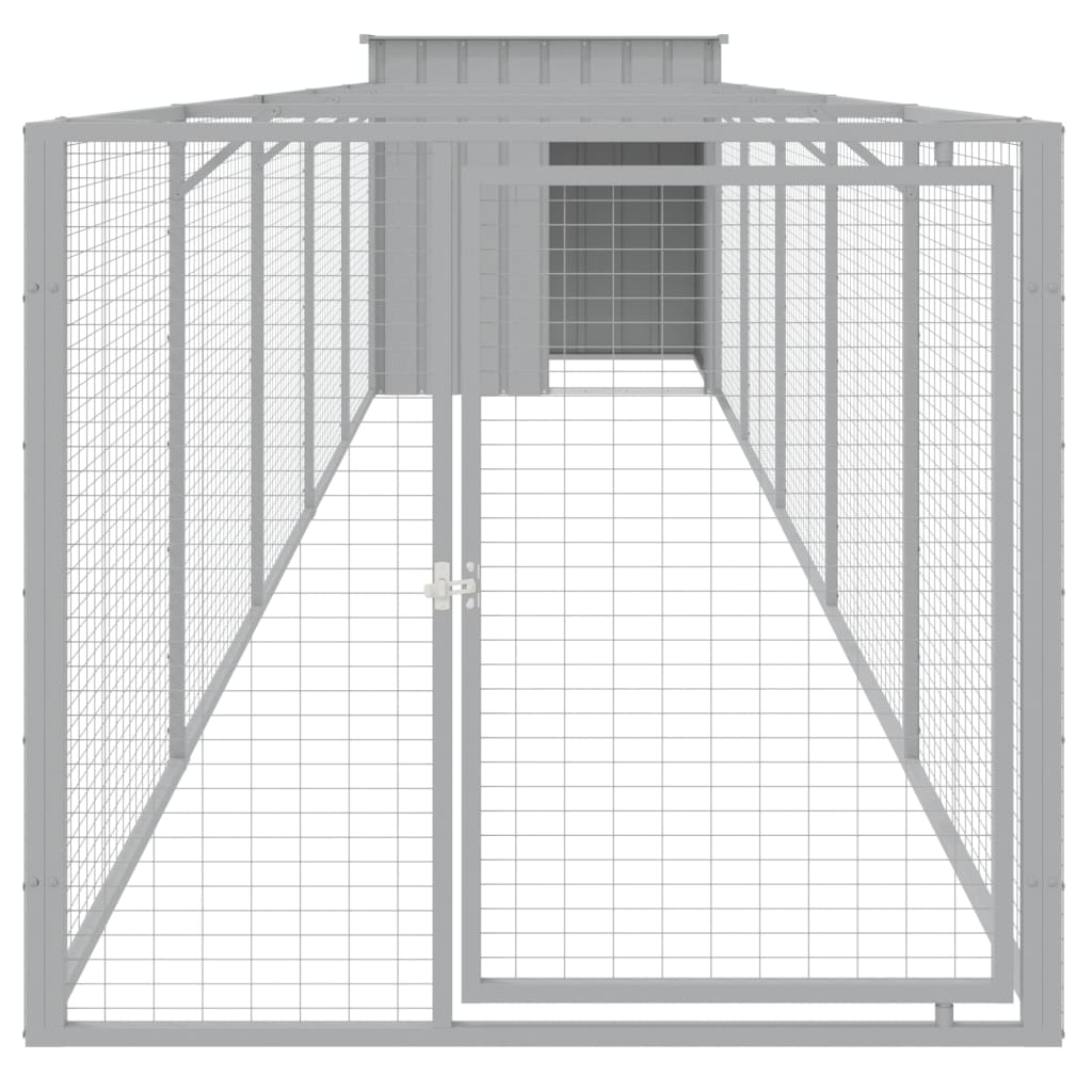 Hundehütte Mit Auslauf 110X609X110 Cm Verzinkter Stahl