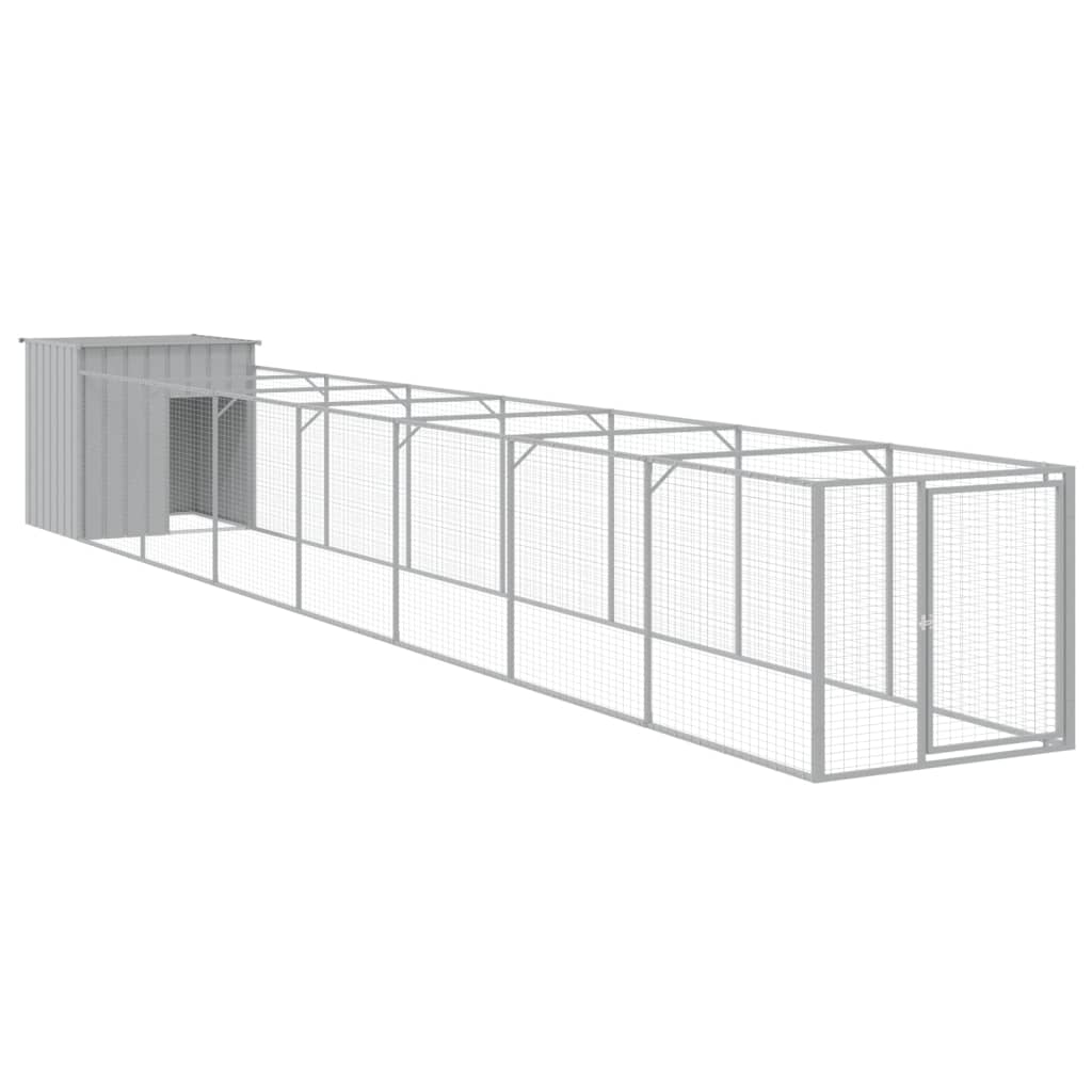 Hundehütte Mit Auslauf 110X813X110 Cm Verzinkter Stahl