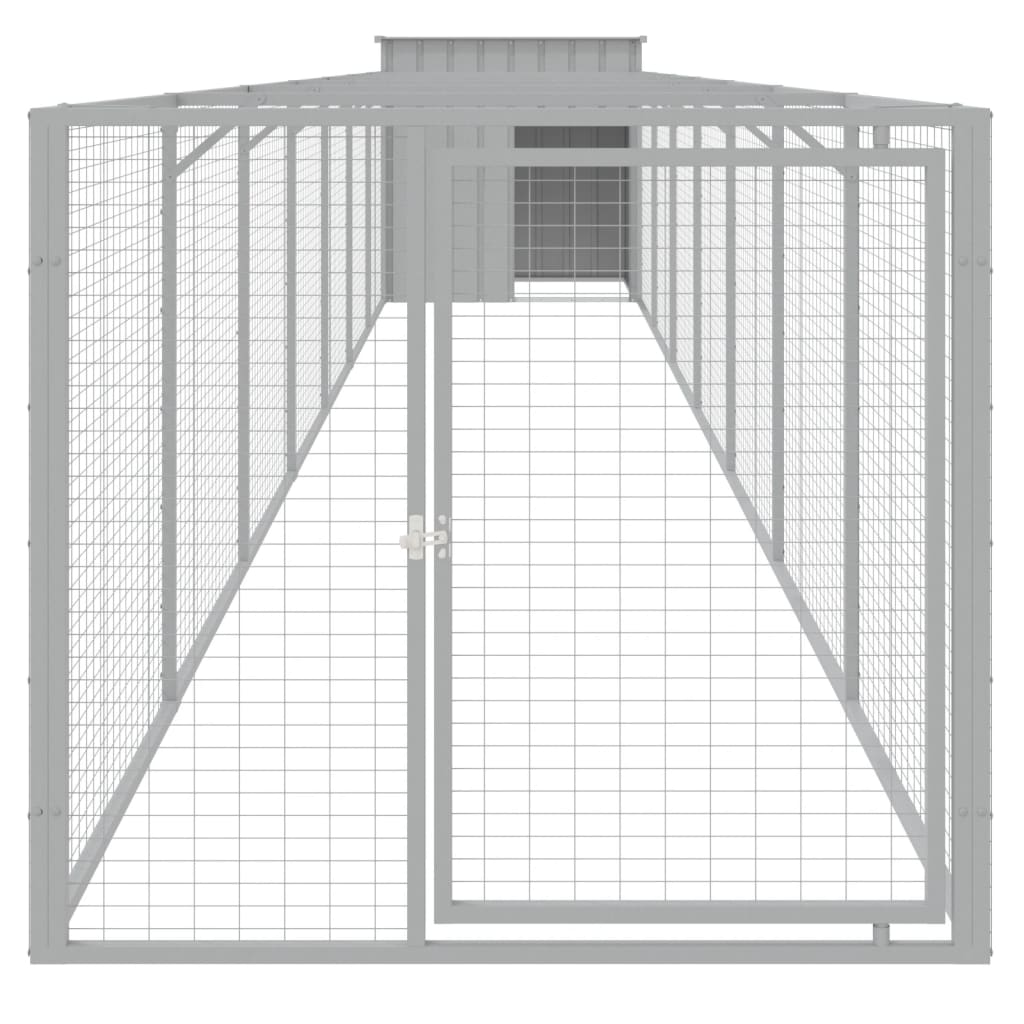 Hundehütte Mit Auslauf 110X813X110 Cm Verzinkter Stahl