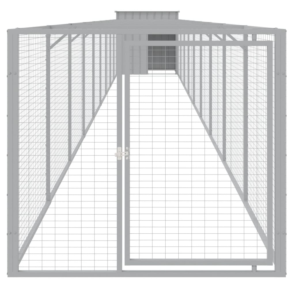 Hundehütte Mit Auslauf 110X1017X110Cm Verzinkter Stahl
