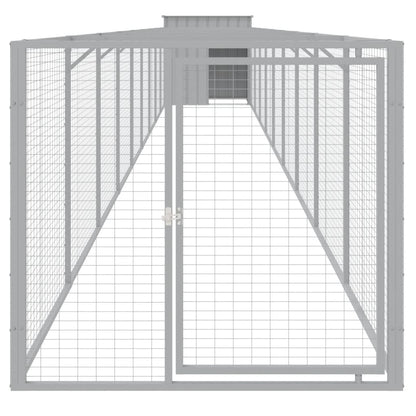 Hundehütte Mit Auslauf 110X1017X110Cm Verzinkter Stahl