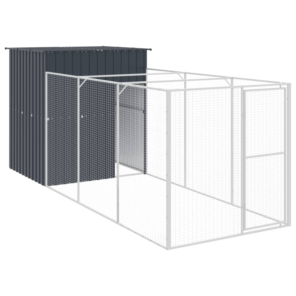 Hundehütte Mit Auslauf 165X455X181Cm Verzinkter Stahl