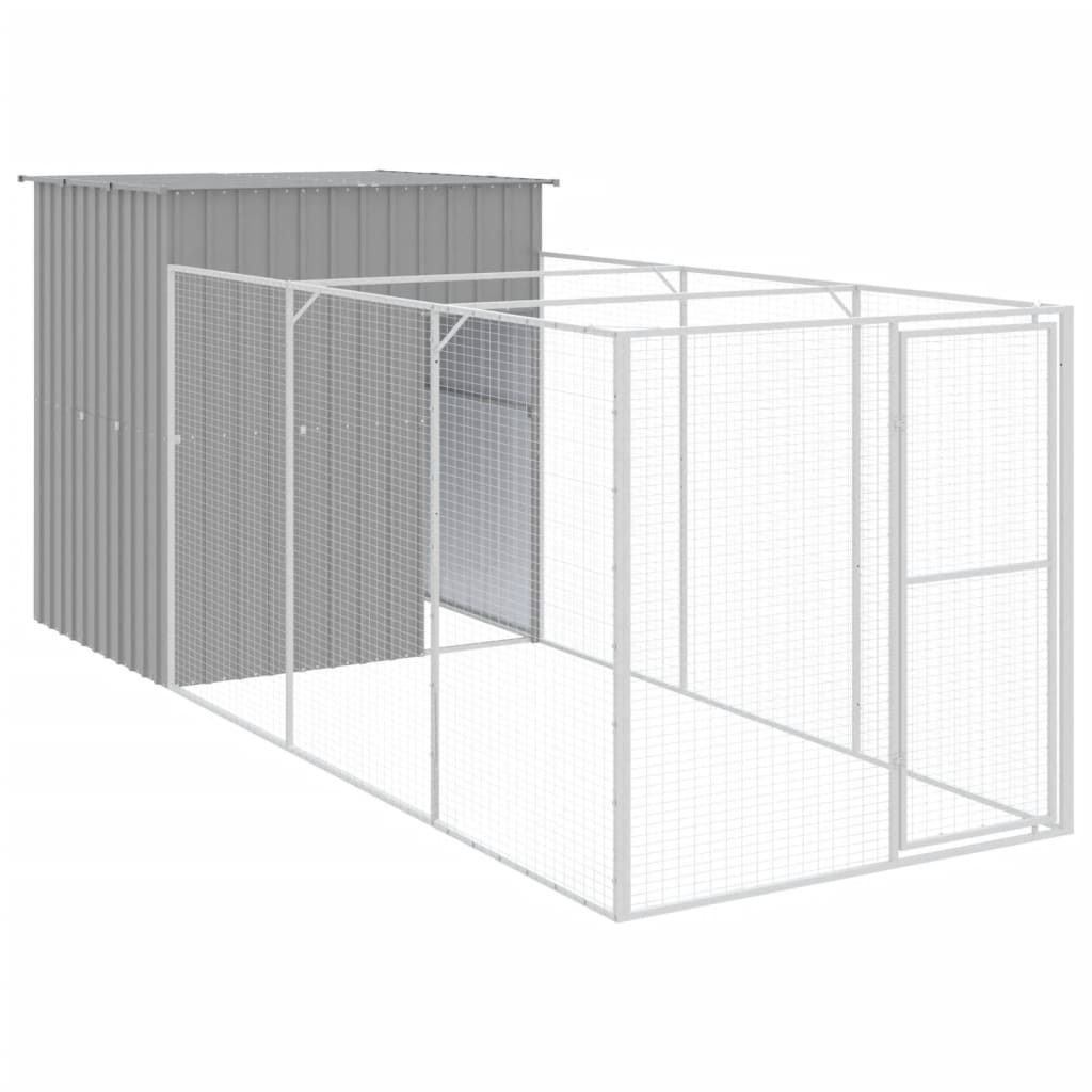 Hundehütte Mit Auslauf 165X455X181 Cm Verzinkter Stahl