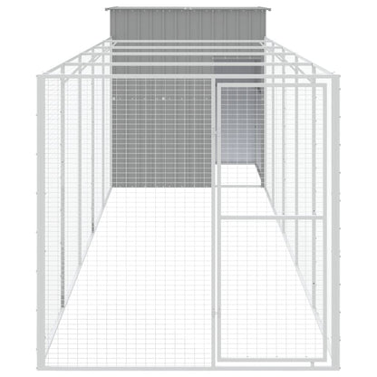 Hundehütte Mit Auslauf 165X659X181 Cm Verzinkter Stahl