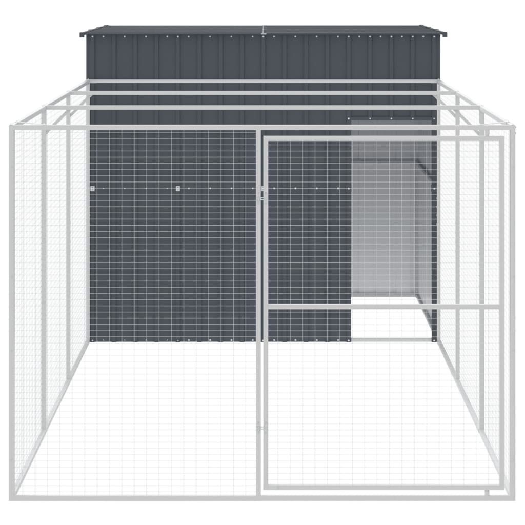 Hundehütte Mit Auslauf 214X457X181Cm Verzinkter Stahl