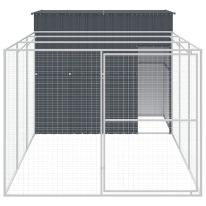 Hundehütte Mit Auslauf 214X457X181Cm Verzinkter Stahl