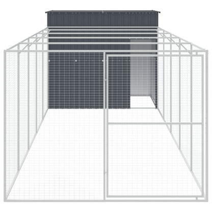 Hundehütte Mit Auslauf 214X661X181Cm Verzinkter Stahl
