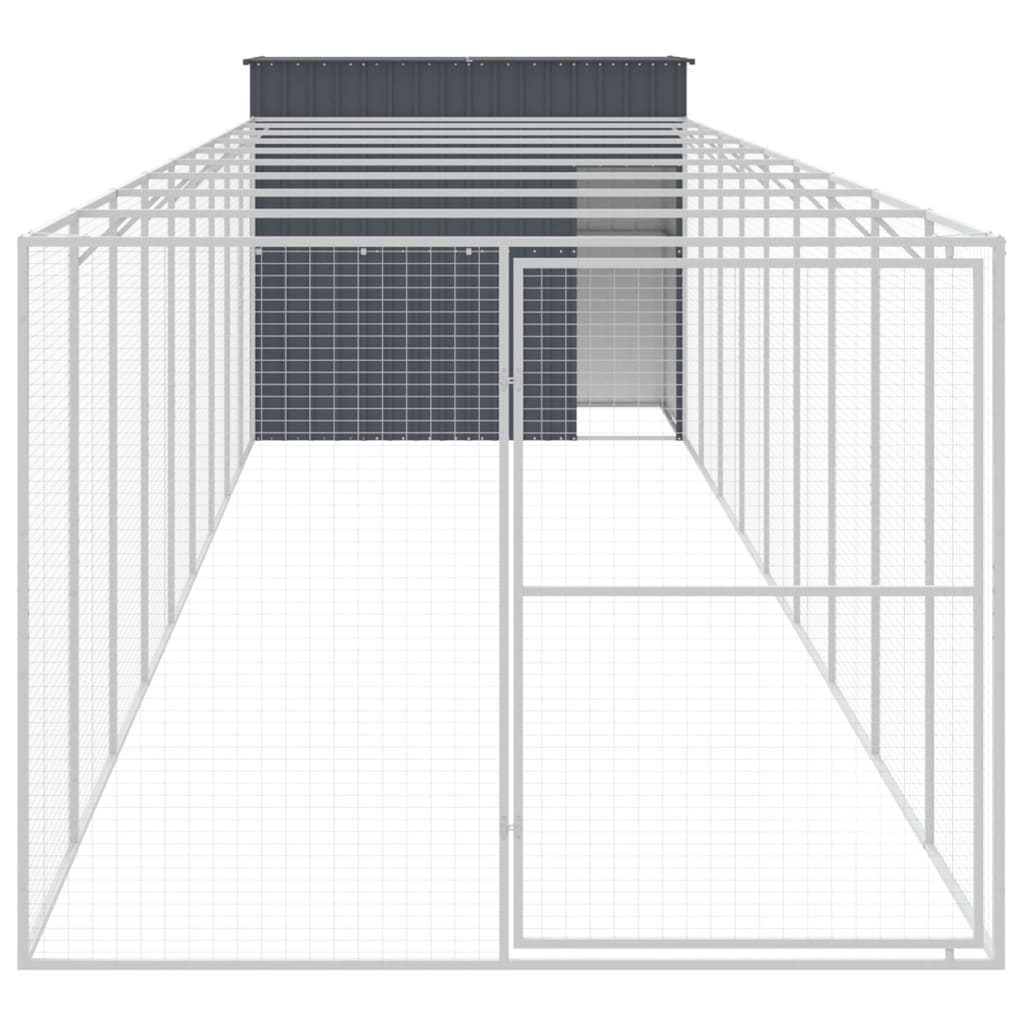 Hundehütte Mit Auslauf 214X1069X181 Cm Stahl Verzinkt