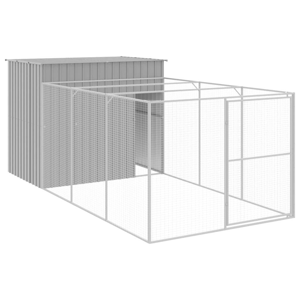 Hundehütte Mit Auslauf 214X457X181 Cm Verzinkter Stahl