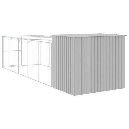 Hundehütte Mit Auslauf 214X661X181 Cm Verzinkter Stahl