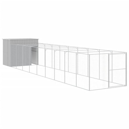 Hundehütte Mit Auslauf 214X1069X181Cm Verzinkter Stahl