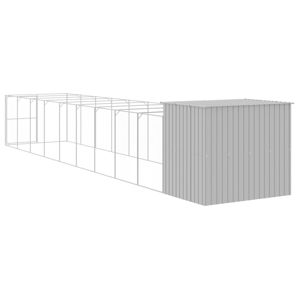Hundehütte Mit Auslauf 214X1069X181Cm Verzinkter Stahl