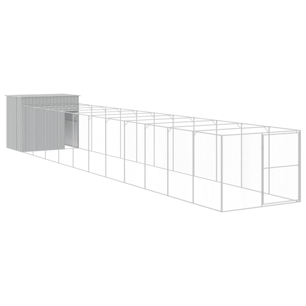 Hundehütte Mit Auslauf 214X1273X181Cm Verzinkter Stahl