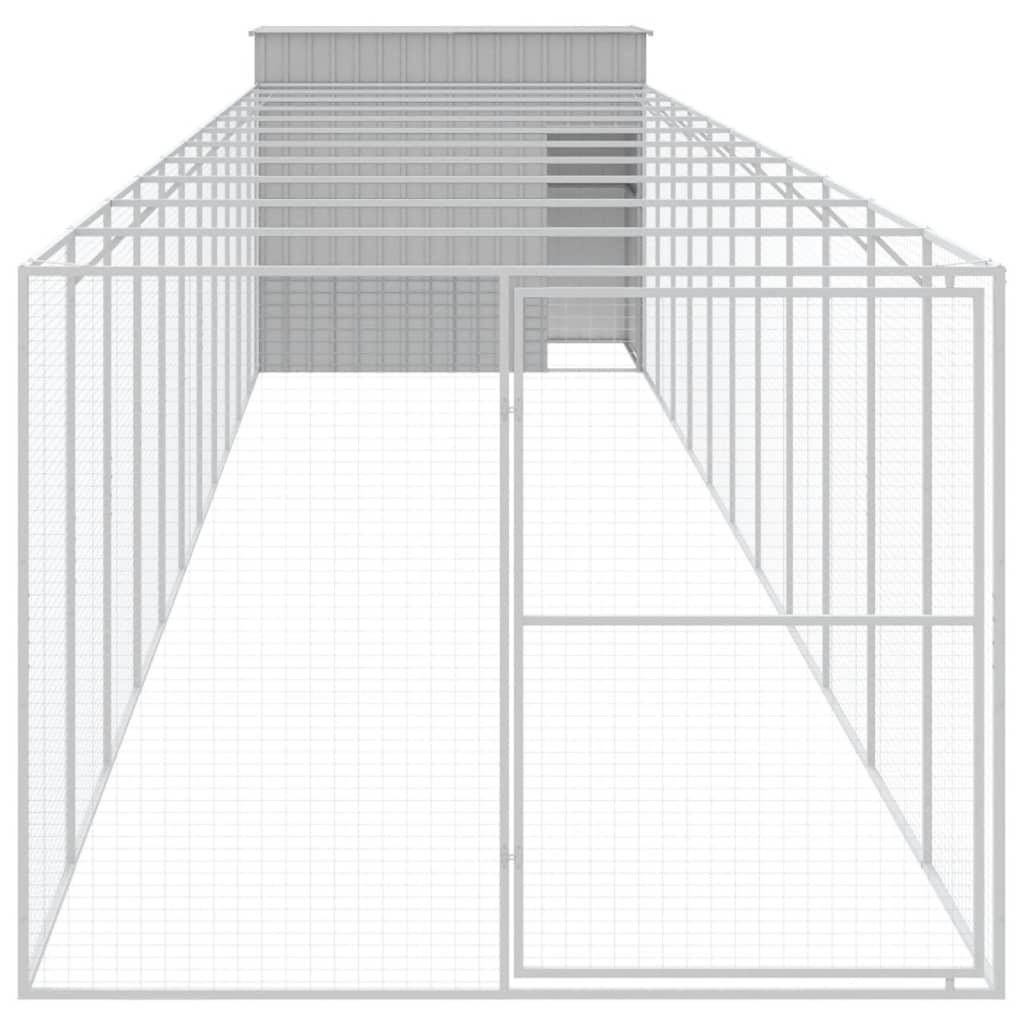 Hundehütte Mit Auslauf 214X1273X181Cm Verzinkter Stahl