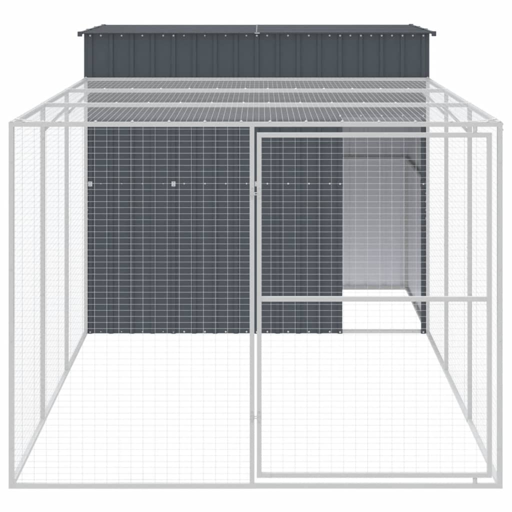 Hundehütte Mit Auslauf 214X457X181Cm Verzinkter Stahl