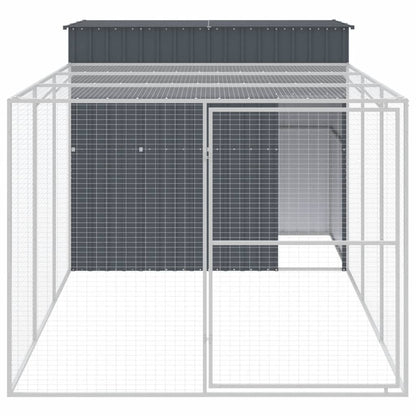 Hundehütte Mit Auslauf 214X457X181Cm Verzinkter Stahl