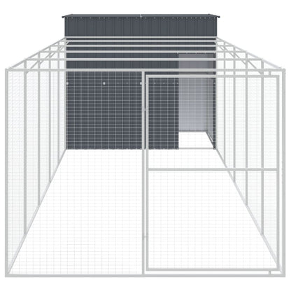 Hundehütte Mit Auslauf 214X661X181Cm Verzinkter Stahl
