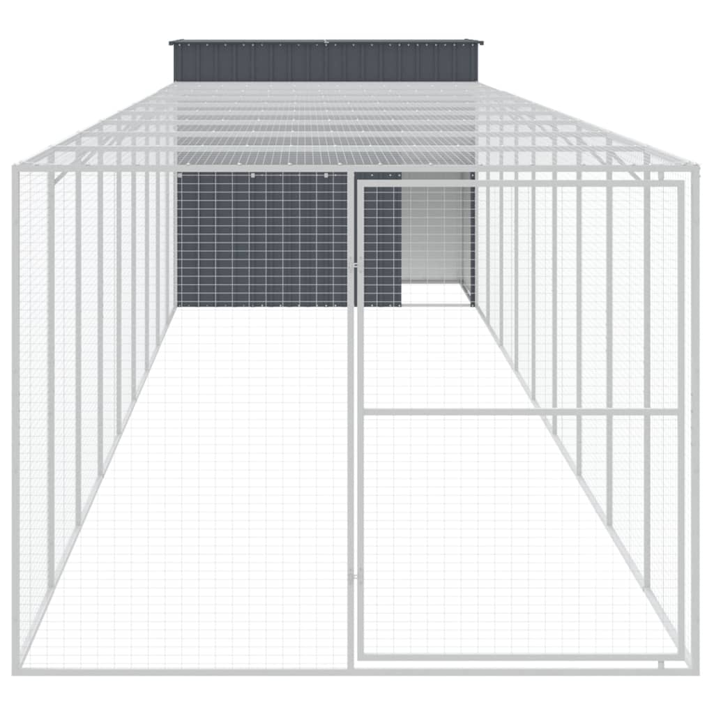 Hundehütte Mit Auslauf 214X1069X181 Cm Stahl Verzinkt