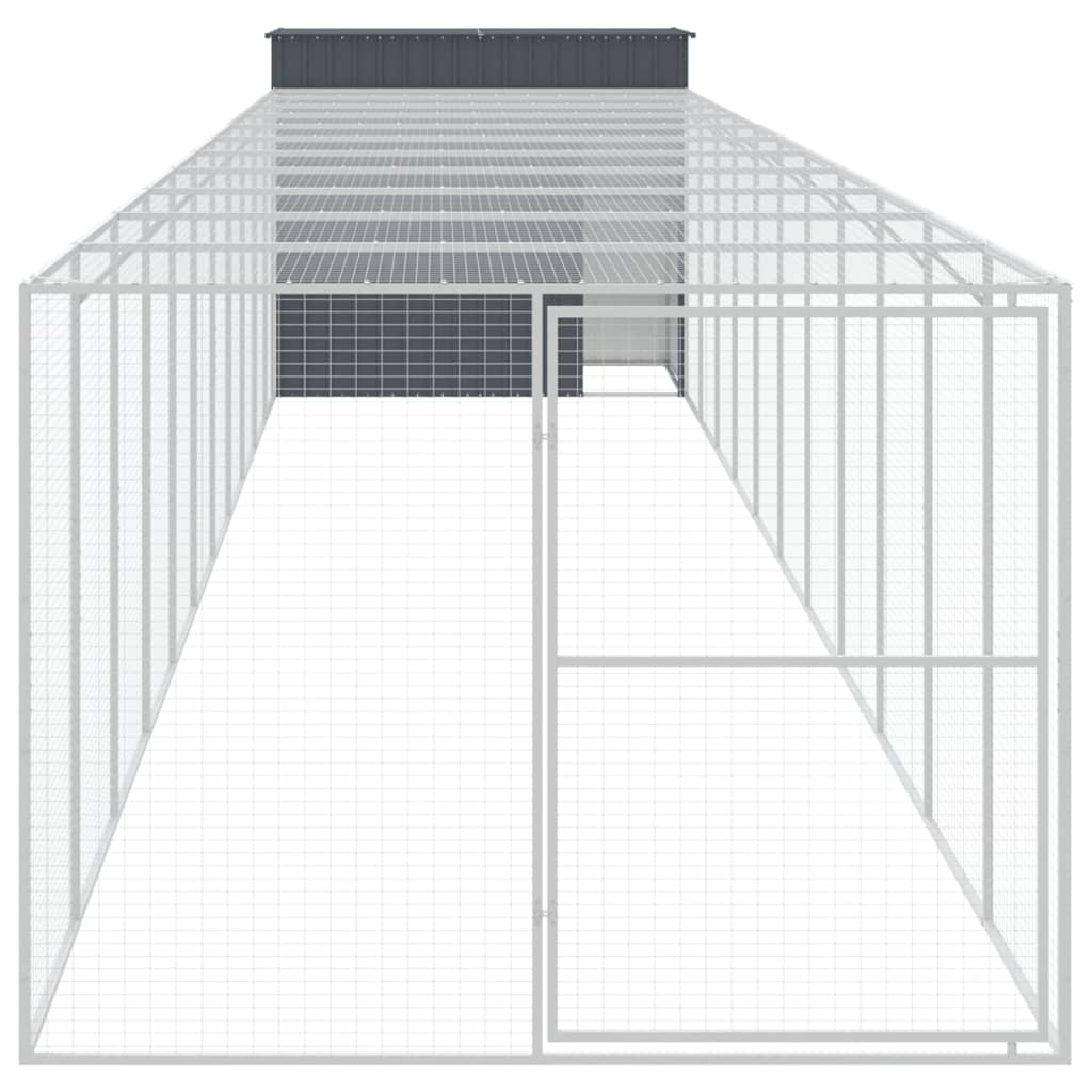 Hundehütte Mit Auslauf 214X1273X181 Cm Stahl Verzinkt